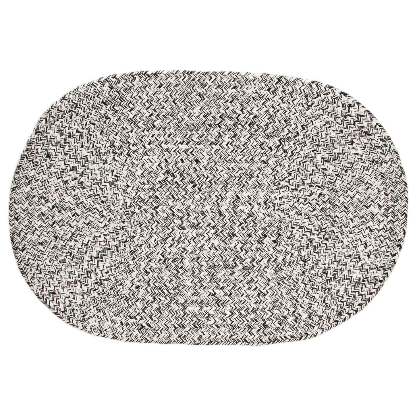 Super Area Rugs Farmhouse Braided Rug Cotton Kitchen Reversible Carpet, Black & White, 3' X 5' Oval