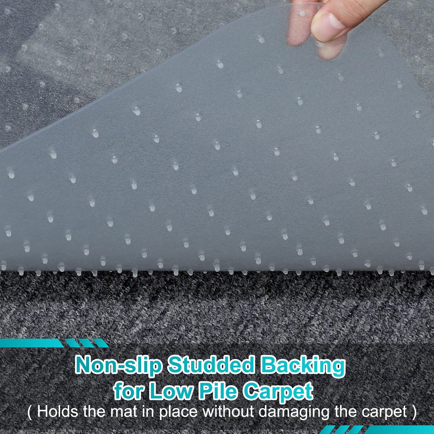 BesWin Office Chair Mat for Carpet, 48'' x 60'' Clear Floor Mat for Low and No Pile Carpeted Floors, Thick and Sturdy Carpet Protector for Work, Home, Gaming, Easy Glide and Flat Without Curling