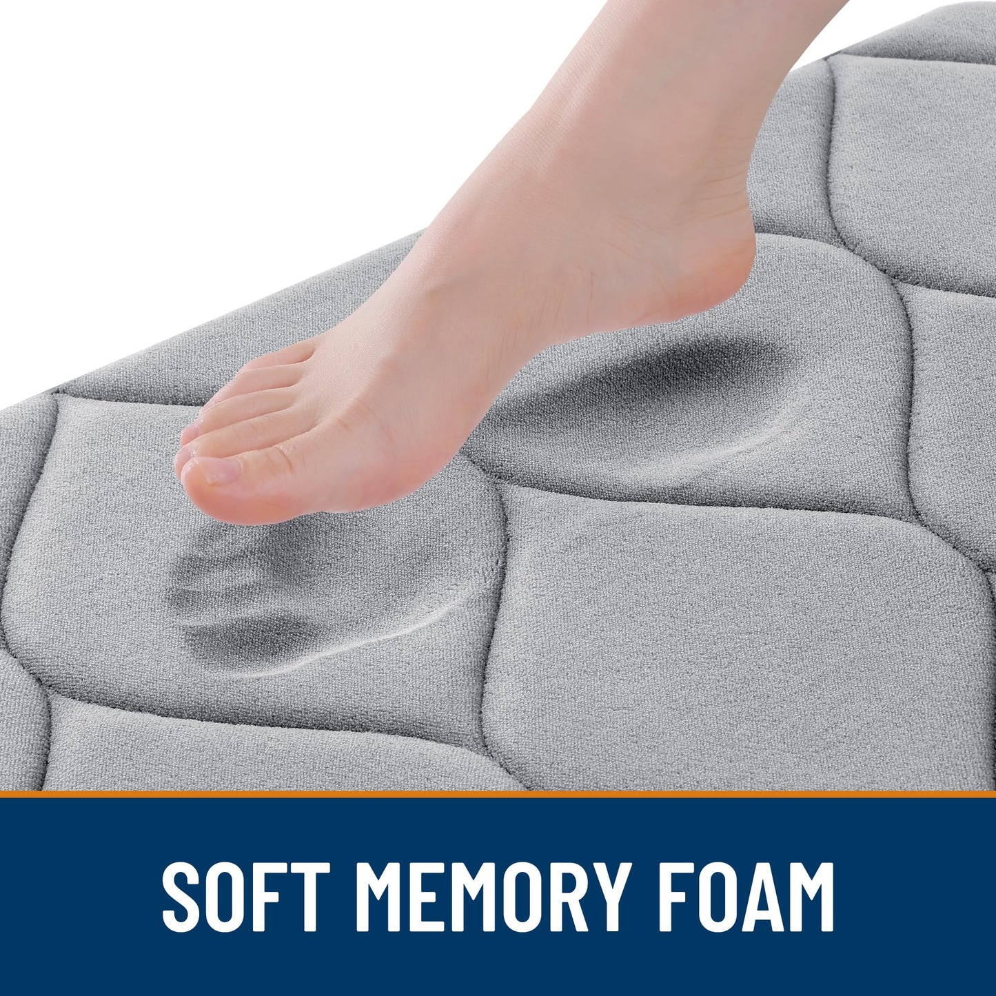 Smiry Memory Foam Bath Mat 36''x24'', Ultra Soft Non-Slip Bathroom Rug, Plush Water Absorbent Quick Dry and Machine Washable Floor Mat for Shower, Tub & Home Decor, Grey