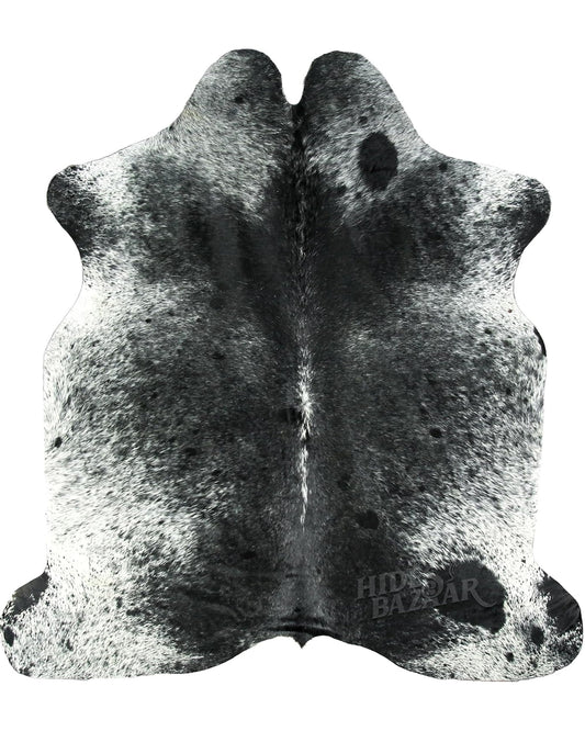 HIDES BAZAAR Black Salt and Pepper Cowhide Rug Premium Black and White Rugs for Living Room & More - Unique Black and White Rug Made Tanned Leather Cow Hides - Cow Hide Rugs 6x7-8 ft