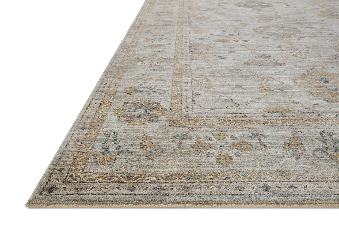 Loloi Magnolia Home by Joanna Gaines Millie Collection MIE-02 Sky/Gold 5'-3" x 7'-6", .25" Pile Height, Area Rug