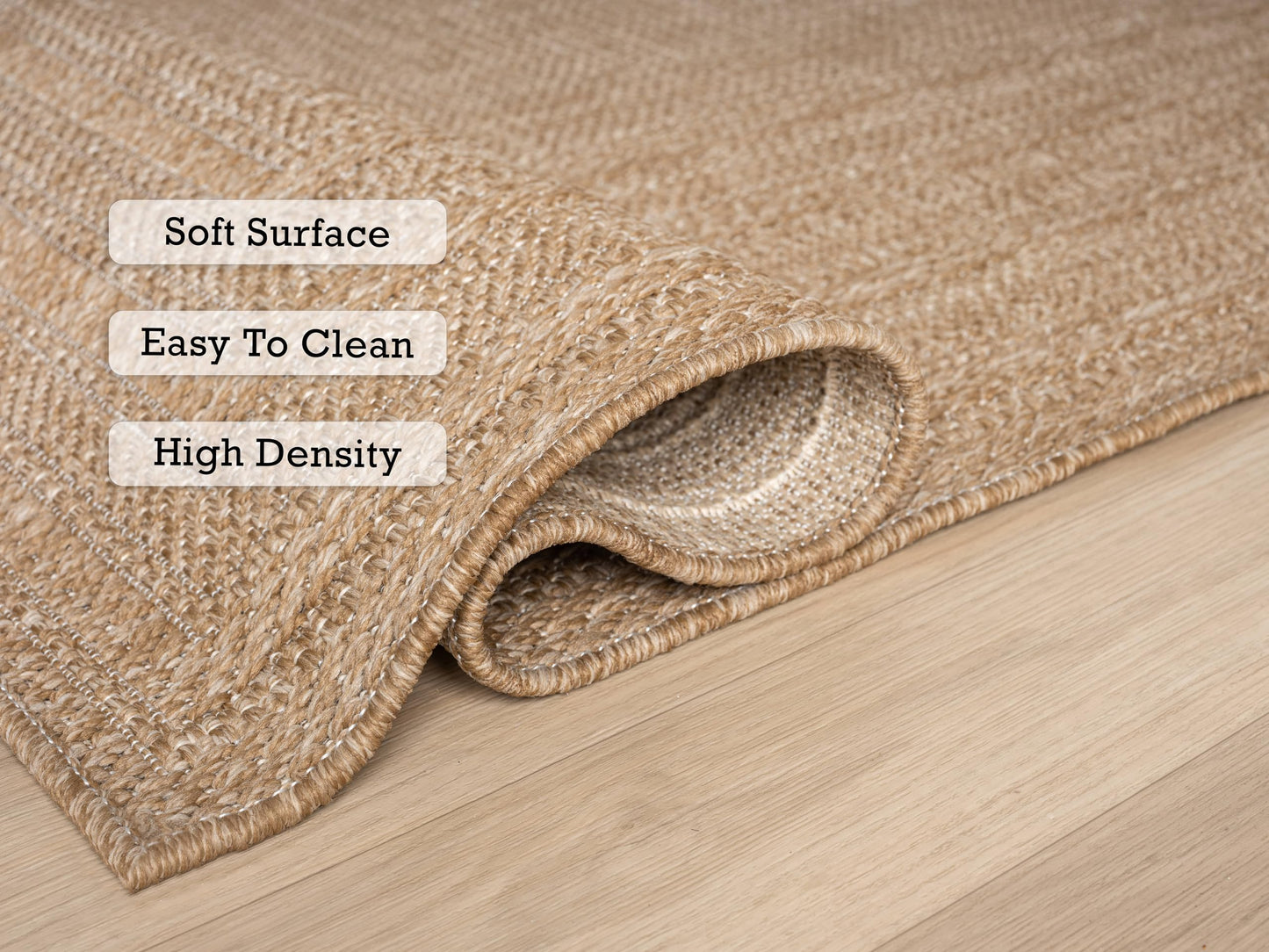 RUGGERRUGS Berry Easy Jute Indoor Outdoor Rug, 8x10 Neutral Bordered Jute Look, Weather Resistant, Easy Care, Lightweight Outdoor Farmhouse Carpet for Patio, Porch, Living Room(8' x 10', Natural)