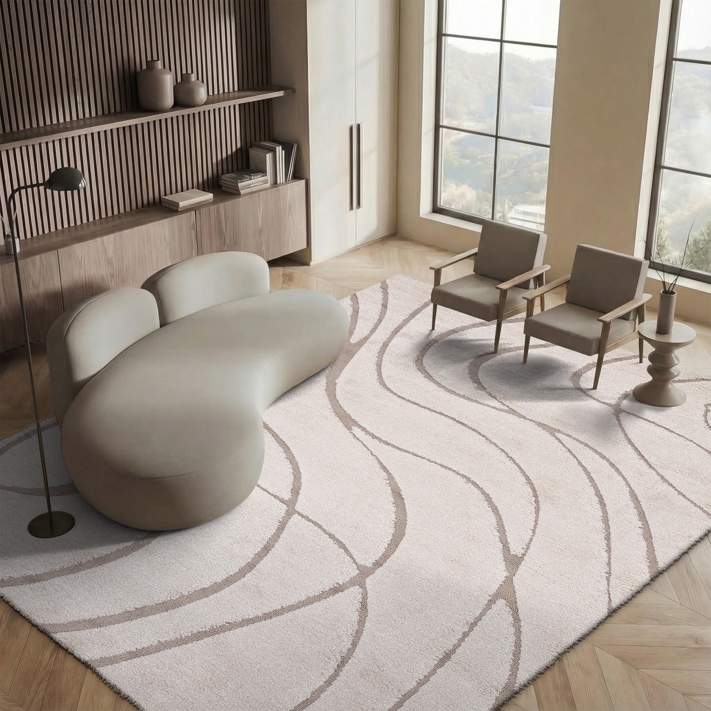 SAFAVIEH Area Rug 8x10 - Florida Shag Collection - Large - Cream & Beige, Non-Shedding & Easy Cleaning, Plush Thick Pile, Ideal for Living Room, Bedroom, Dining Space (SG471-1113)