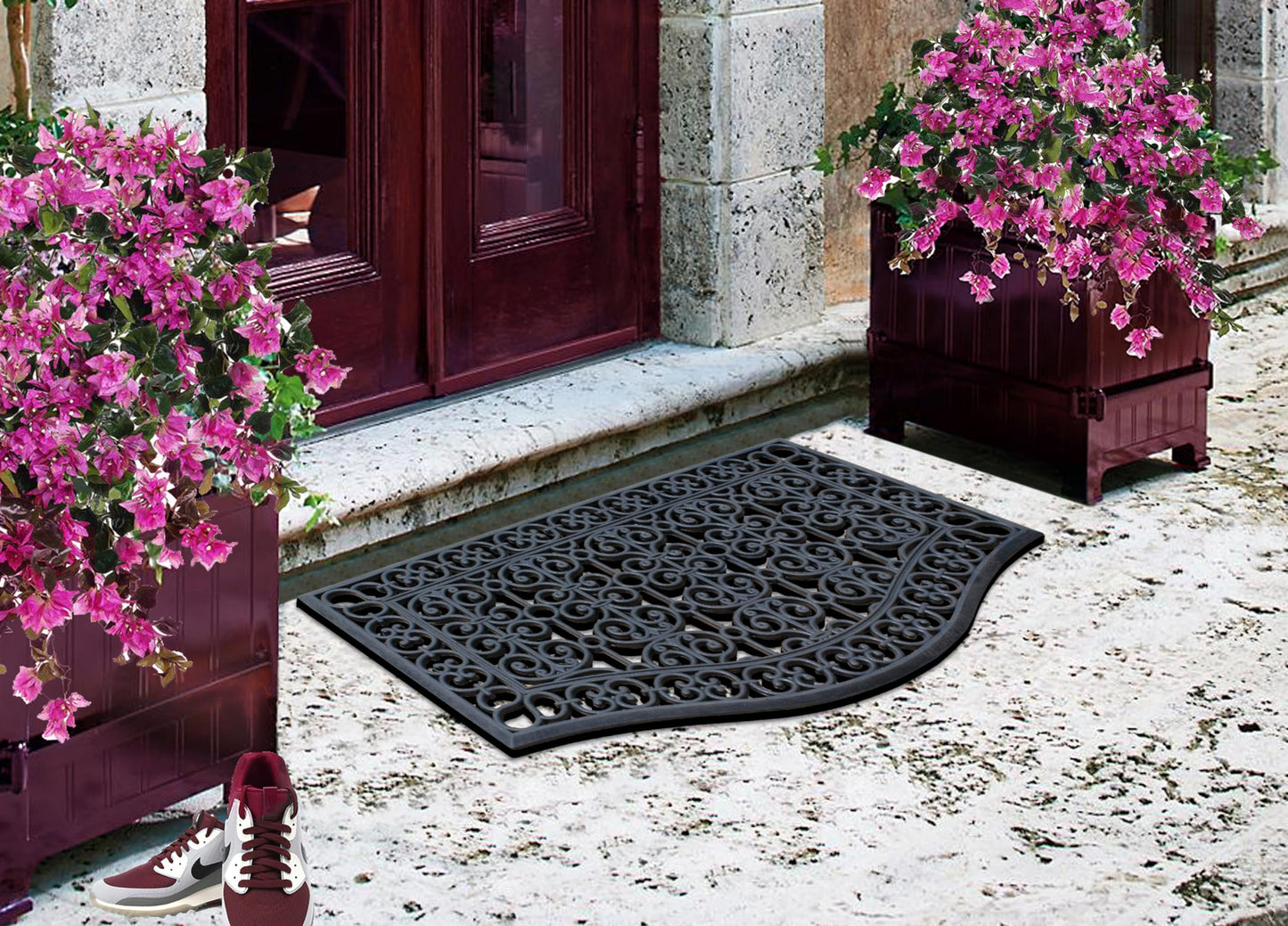 A1 Home Collections 12-LB Heavy Duty Rubber Doormat 24"×39" - Won't Blow Away | Outside Front Door Mat, Mud Dirt Scraper, Non-Slip Drainage Mat for Entryway Patio Garage, All-Weather, 100% Rubber Mats