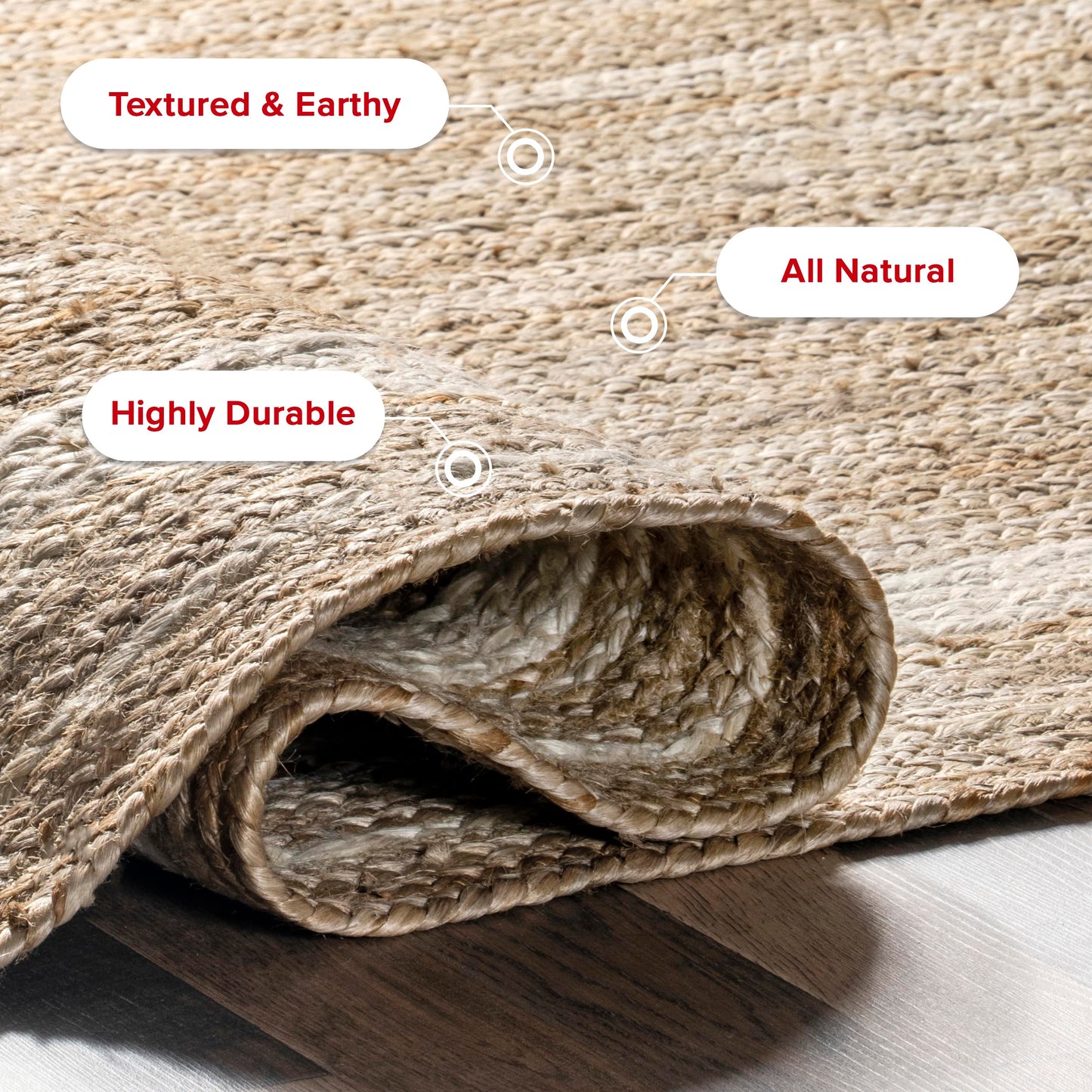 nuLOOM Rikki Coastal Braided Jute Runner Rug, 2' 6" x 10', Off-white