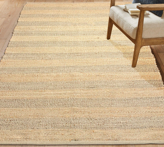 Chardin Home 5x7 Jute Cotton Hand Woven Area Rug, Natural Jute Braided Stripes Boho Farmhouse Rug,Rustic Vintage Reversible Natural Fiber Rug for Living Room, Bedroom, Dining Room, Office, or Entryway