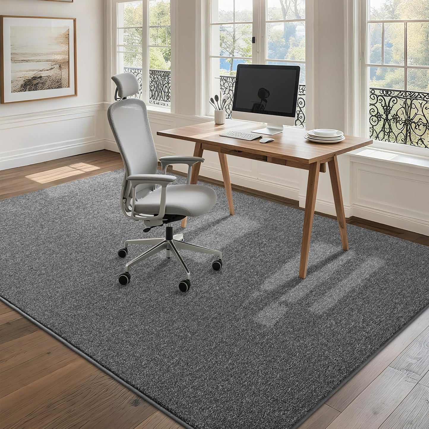 FALARK 4x6 Area Rugs for Bedroom Living Room, Dark Grey Soft Low-Pile Modern Indoor Thickened Memory Foam Non-Slip Washable Carpets for Kids Dorm Home Decor Rug