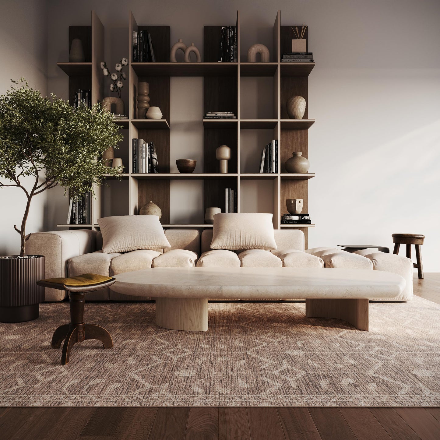 Nuloom Elindra Floral & Paisley 4' x 6' Wool Jute Area Rug for Dining Room Living Room, Brown