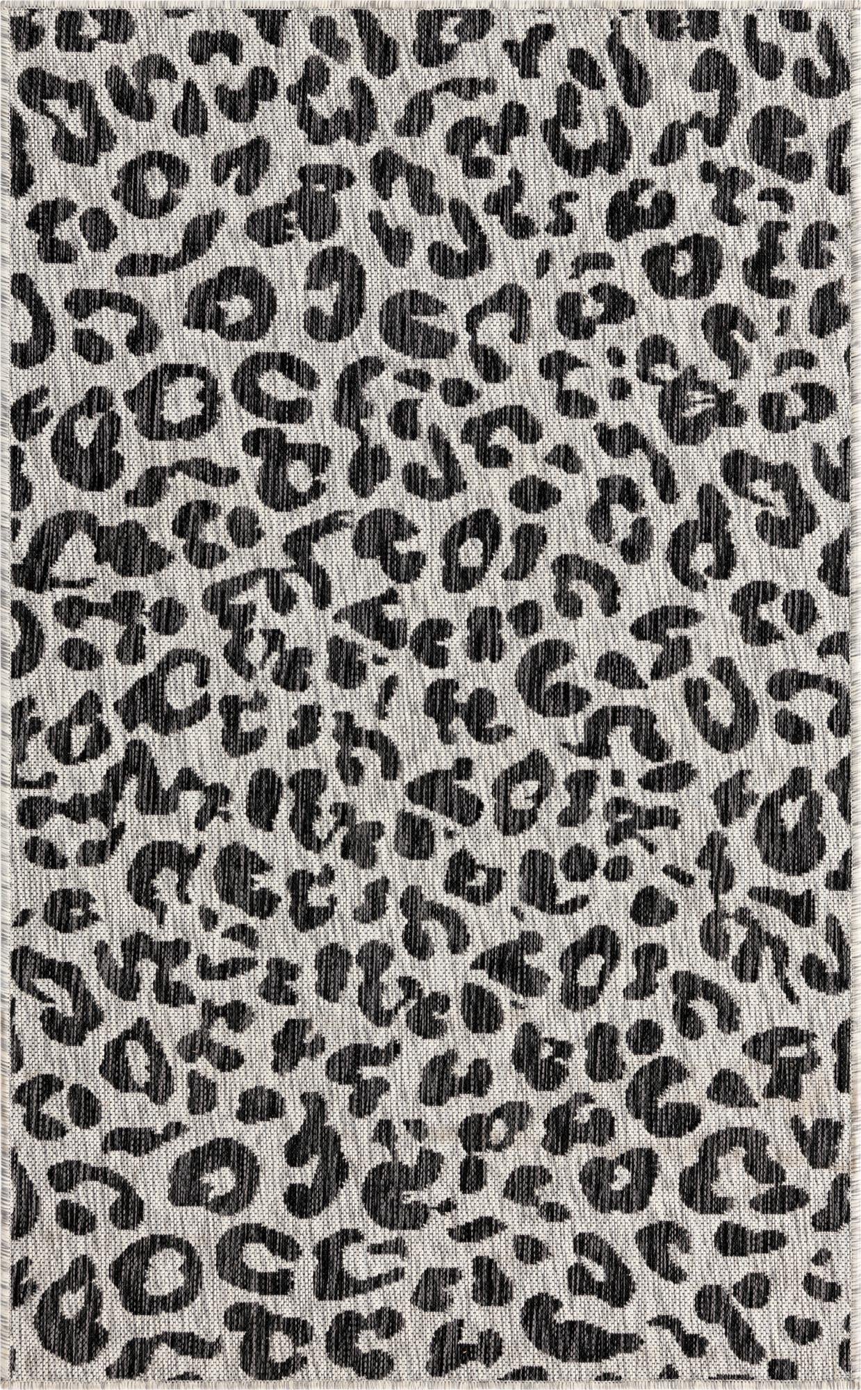 Unique Loom Outdoor Safari Collection Area Rug - Leopard (3' 3" x 5' 3" Rectangle, Light Gray/ Gray)