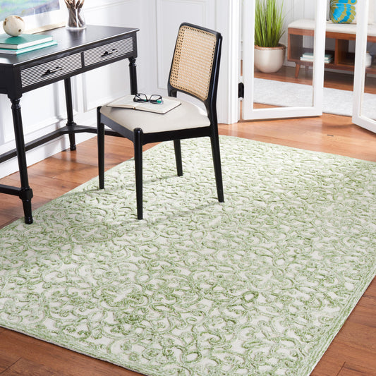 SAFAVIEH Area Rug 8x10 - Trace Collection - Large - Ivory & Green, Handmade Wool, Ideal for Living Room, Bedroom, Office, Dining Space (TRC103Y)