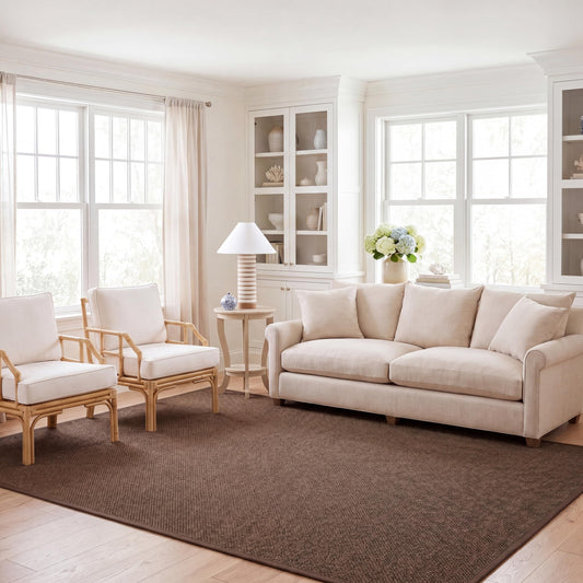SAFAVIEH Area Rug 6x9 - Natural Fiber Collection - Brown, Sisal, Woven Design with Border (NF443D)