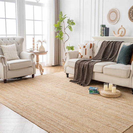 Shatex 3x5ft Natural Jute Rug, Handcrafted Braided Burlap Rug for Bedroom & Living Room, 100% Jute Fiber, Natural Color