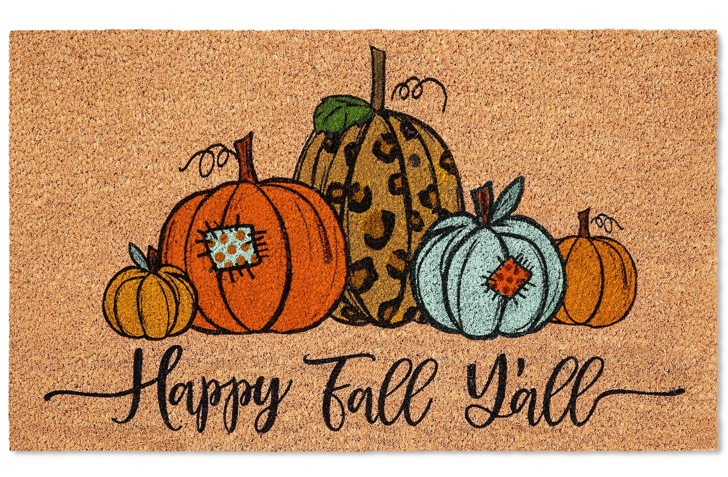 JarThenaAMCS Fall Natural Coir Doormat Autumn Pumpkin Floor Mat Rustic Farmhouse Non-Slip Rectangle Entrance Door Rug for Thanksgiving Harvest Indoor Outdoor Bathroom, 16.5 x 29.1 in