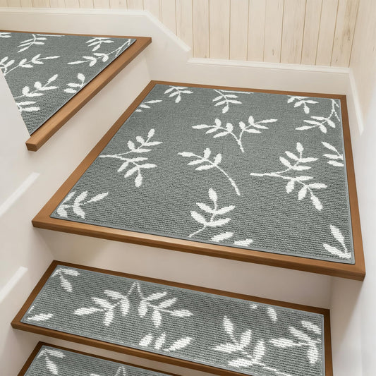 TANVILL Carpet Stair Treads, Non-Slip Landing Mat for Wooden Steps Indoor, 30"x 30" Peel and Stick Soft Stair Rugs for Pets Non Skid Wood Staircase Step Treads Reusable, Grey