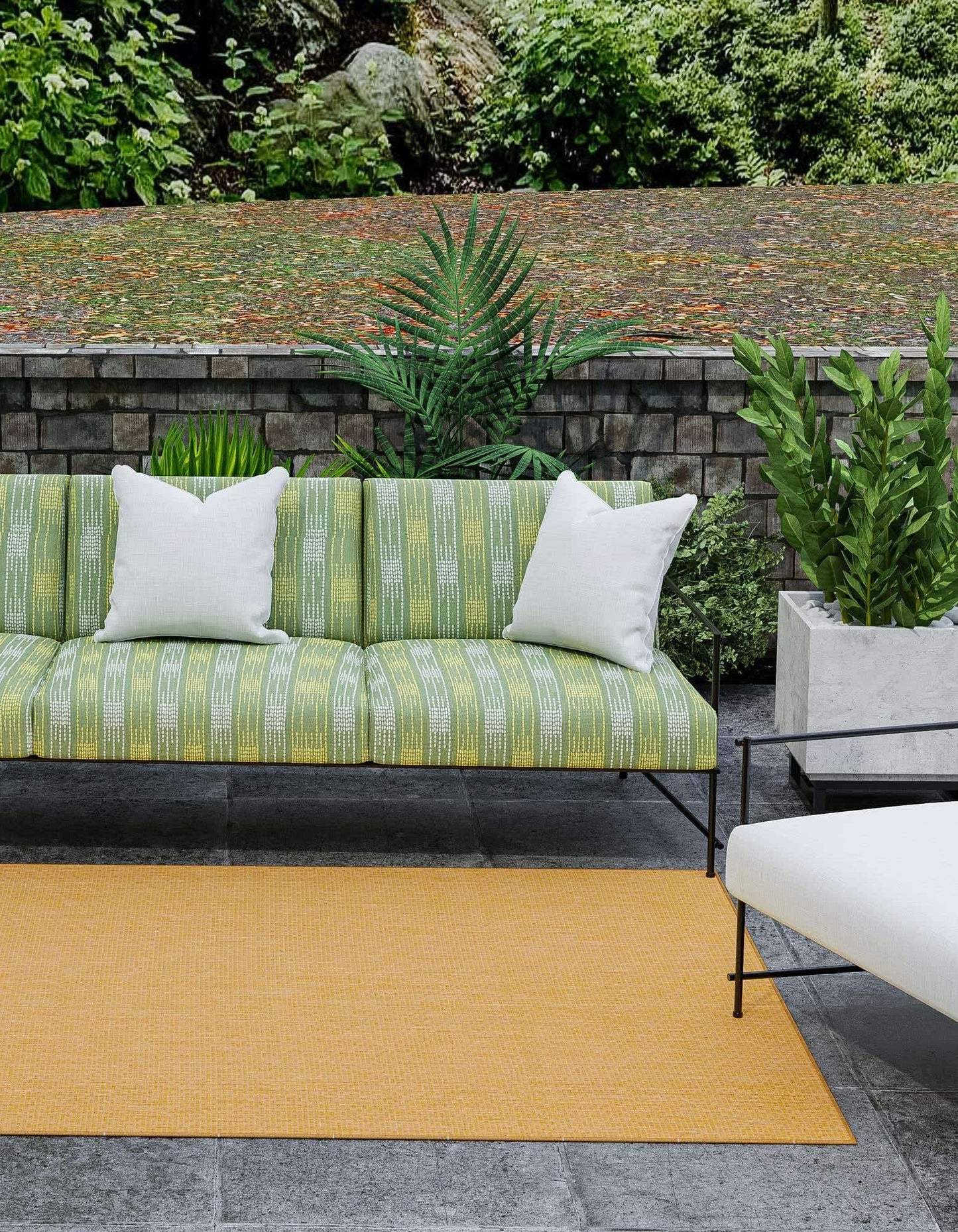 Unique Loom Collection Casual Transitional Solid Heathered Indoor/Outdoor Flatweave Area Rug (4' 1" x 6' 1" Rectangle, Corn Harvest Yellow)