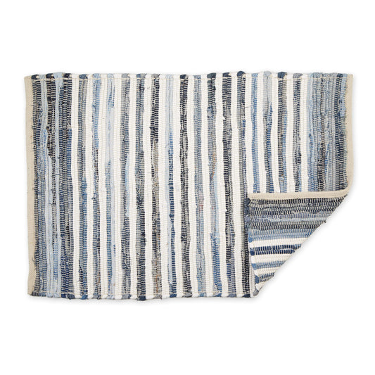 DII Chindi Home Collection Handwoven Multicolor Area Rag Rug, 2x3', Denim