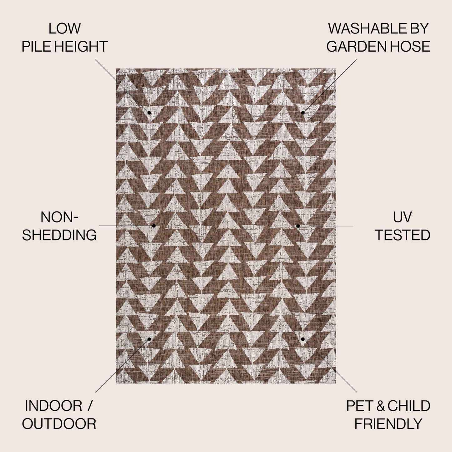 JONATHAN Y Tribal Geometric Indoor Outdoor Area Rug 3X5 Brown/Beige, Andratx Modern for Backyard, Patio, Porch, Easy-Cleaning, High Traffic, Pet-Friendly, Non-Shedding (SMB126A-3)
