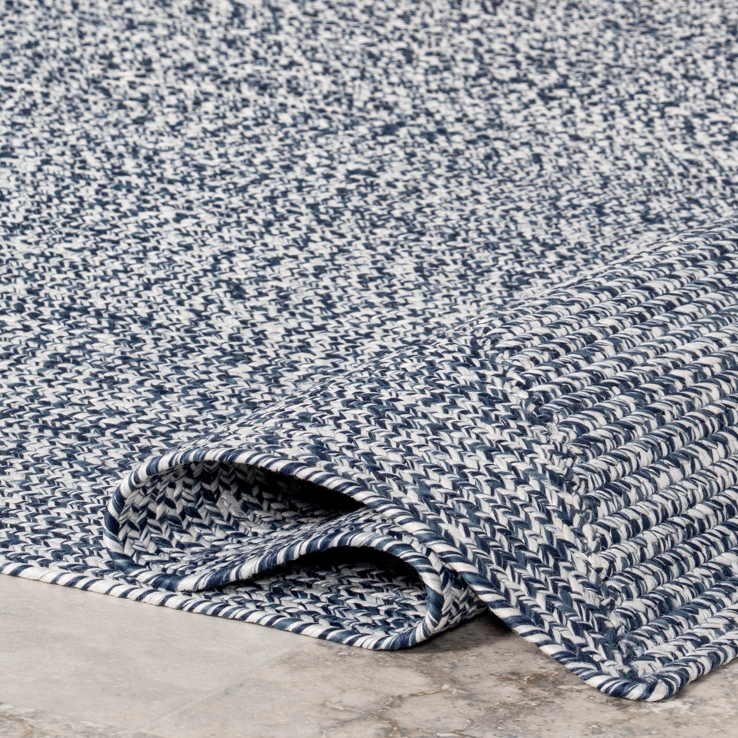 nuLOOM 5' x 8' Solid Hand Braided Indoor/Outdoor Area Rug, Pet-Friendly, High Traffic, Weather Resistant, for Patio, Balcony, Bedroom, Living, Dining Room, Wynn Navy