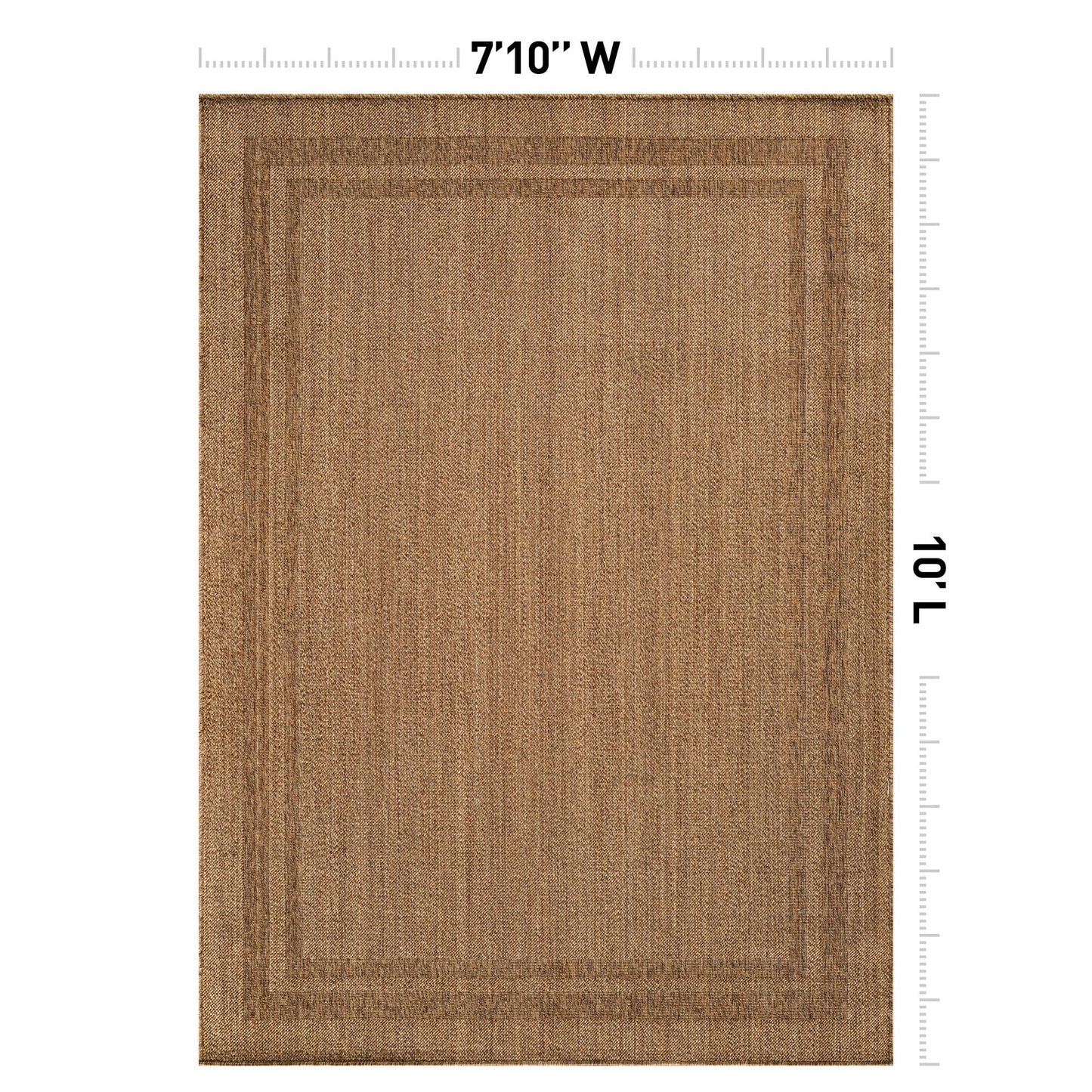Rugshop Border Stripe Indoor Outdoor Flat Woven Area Rug,Natural Jute-Style,Easy-Care Patio Rug for Backyard Porch Deck Balcony, 7'10" x 10' Natural/Jute
