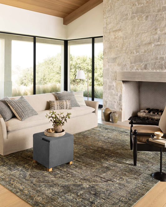 Loloi Amber Lewis Morgan Collection MOG-05 Spice/Lagoon 5'-0" x 7'-0" 38" Thick Area Rug feat. CloudPile, Neutral, Room Décor, Vintage Inspired, Livingroom, Bedroom, Dining Area