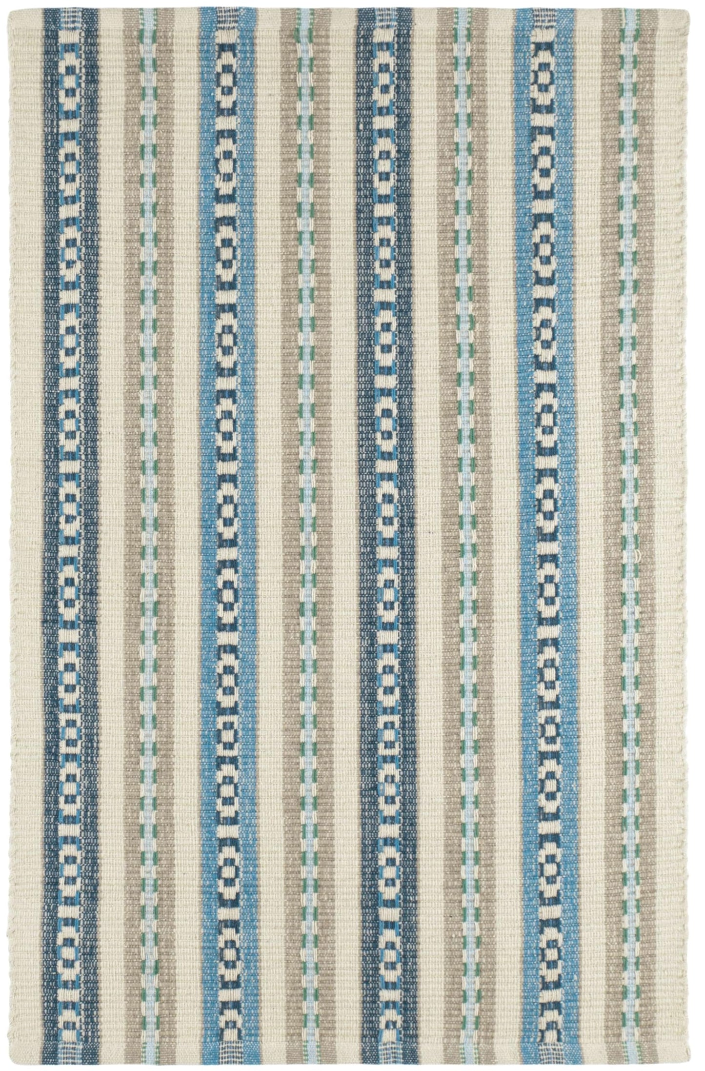 Dash and Albert Long Slade Cotton Area Rug - 2.5' x 8' Runner Indigo Stripe Handwoven Accent Rug - Durable, Lightweight, Guest Room, Home Office, Dining Room