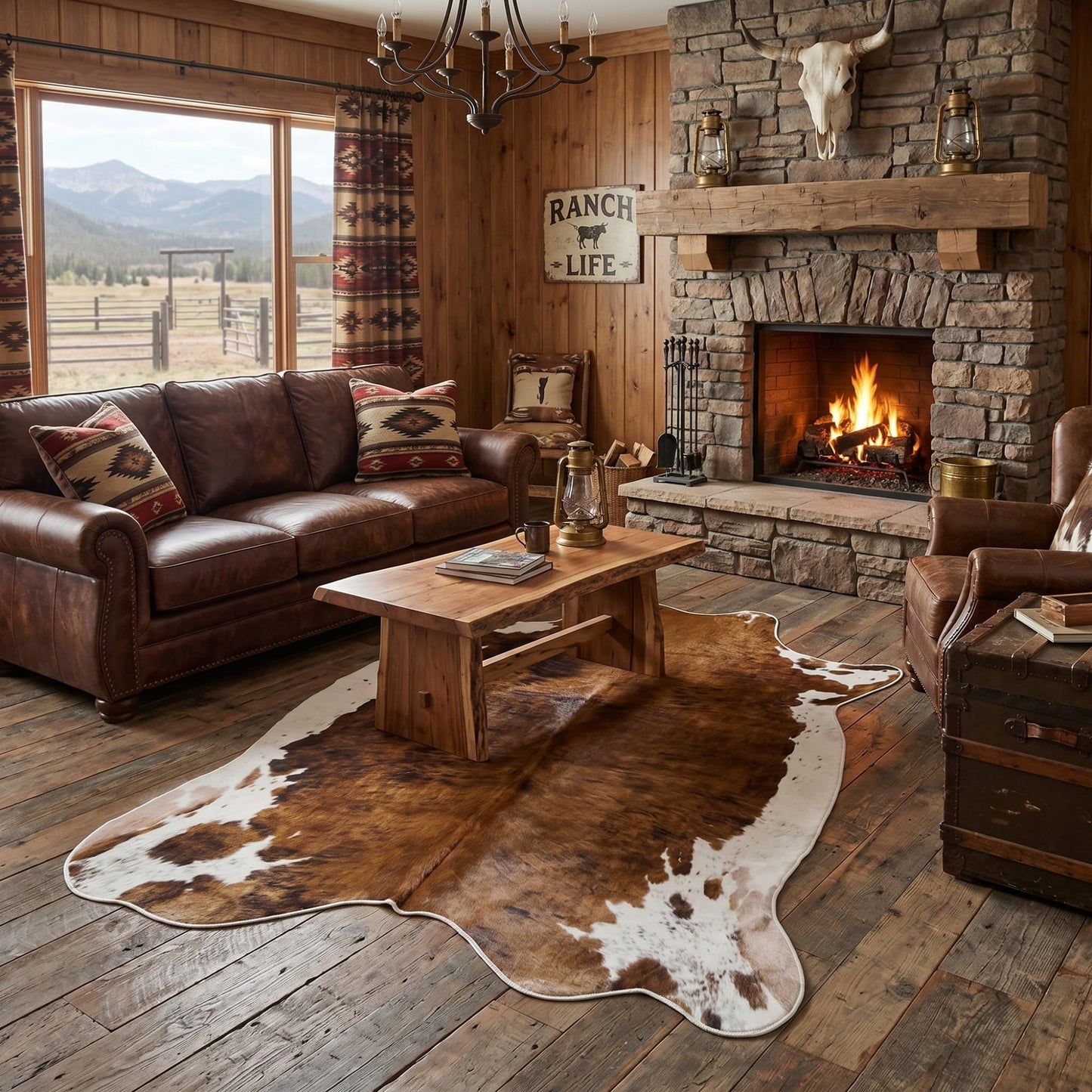 Klyyo Clyro 35"x 59" Premium Faux Cowhide Rug Sturdy and Large Size Cow Print Rugs Rustic Western Cow Print Rugs Faux Fur Animal Cows Hide Carpet Farmhouse Rustic Home Decor for Living Room Bedroom