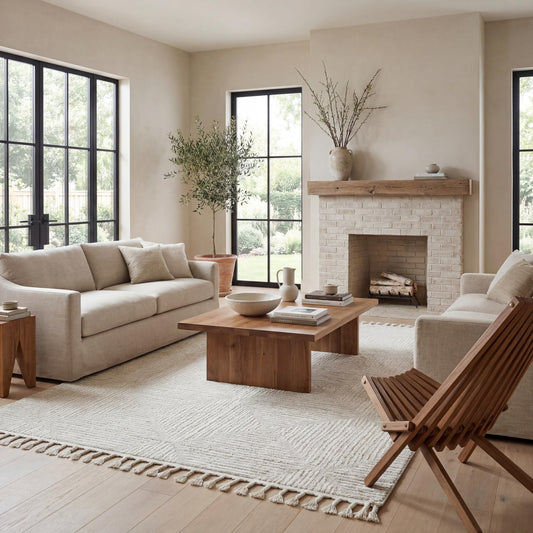 nuLOOM Kerry Textured Geometric Tasseled Area Rug - 4x6 Area Rug Transitional Ivory Rugs for Living Room Bedroom Dining Room Kitchen