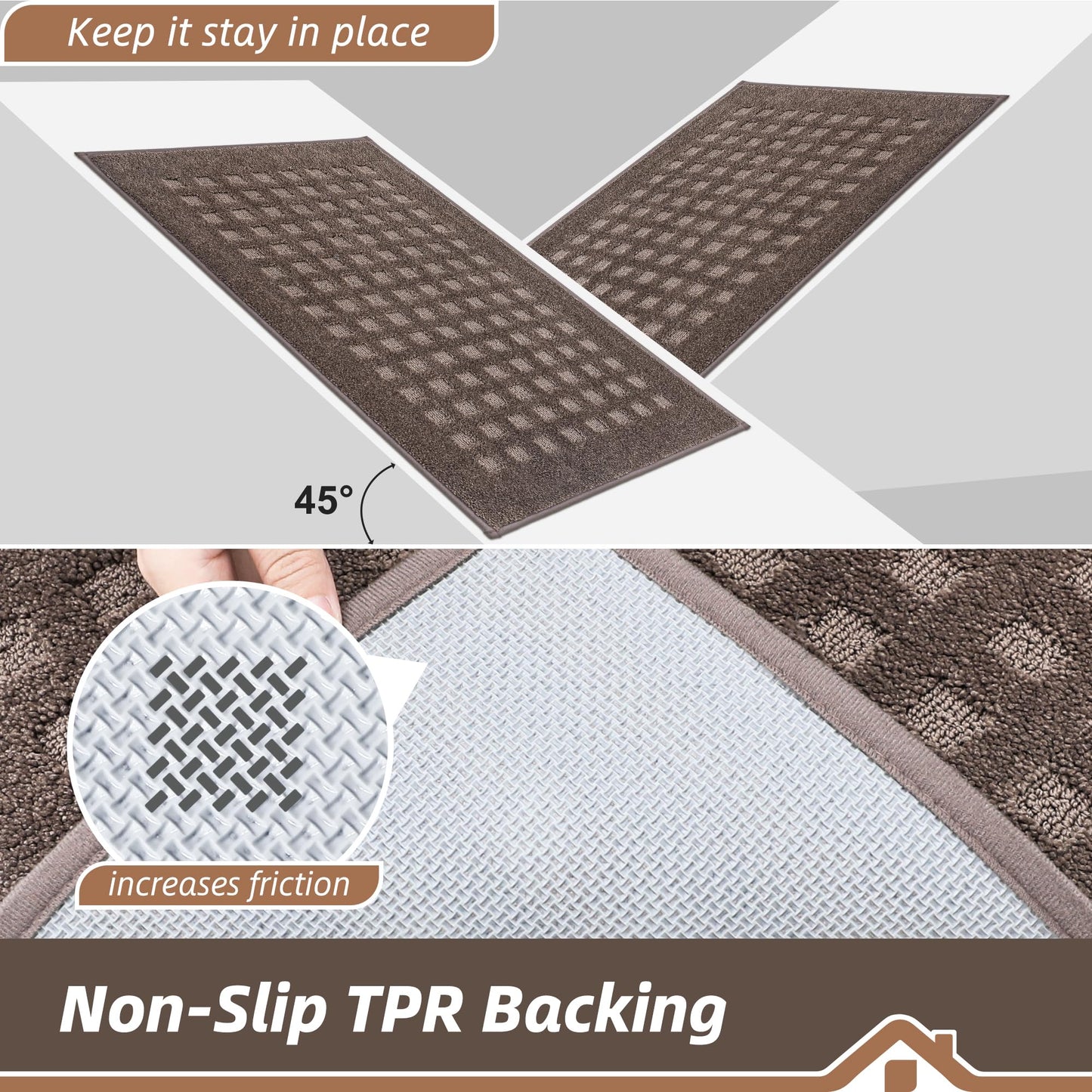 BEQHAUSE Dirt Trapper Door Mats 24"x36", Non-Slip Waffle Doormat Indoor Entrance Low-Profile, Dirt Resist and Absorbent Entryway Rugs Washable Inside Welcome Floor Mat for Front Back Door, Brown