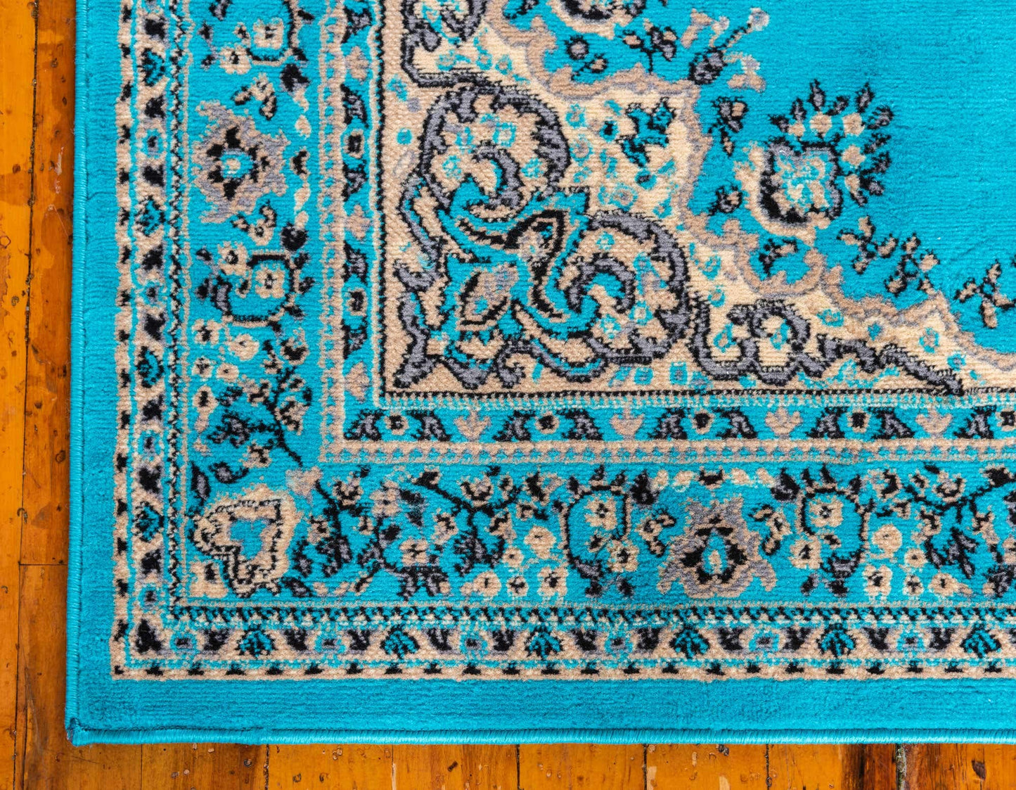 Unique Loom Reza Collection Traditional Persian Style Area Rug, 8 x 10 ft, Turquoise/Ivory