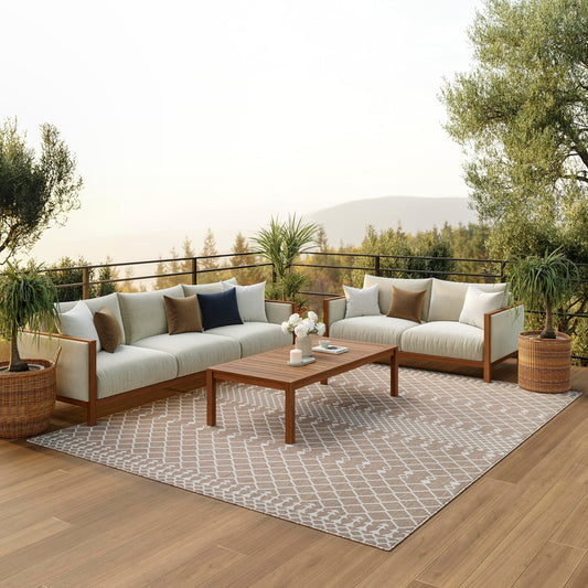 Nourison Home Positano Beige 7' x 10' Area Rug - Easy Clean, Non Shedding, Bed Room, Living Room, Dining Room, Kitchen (7' x 10')