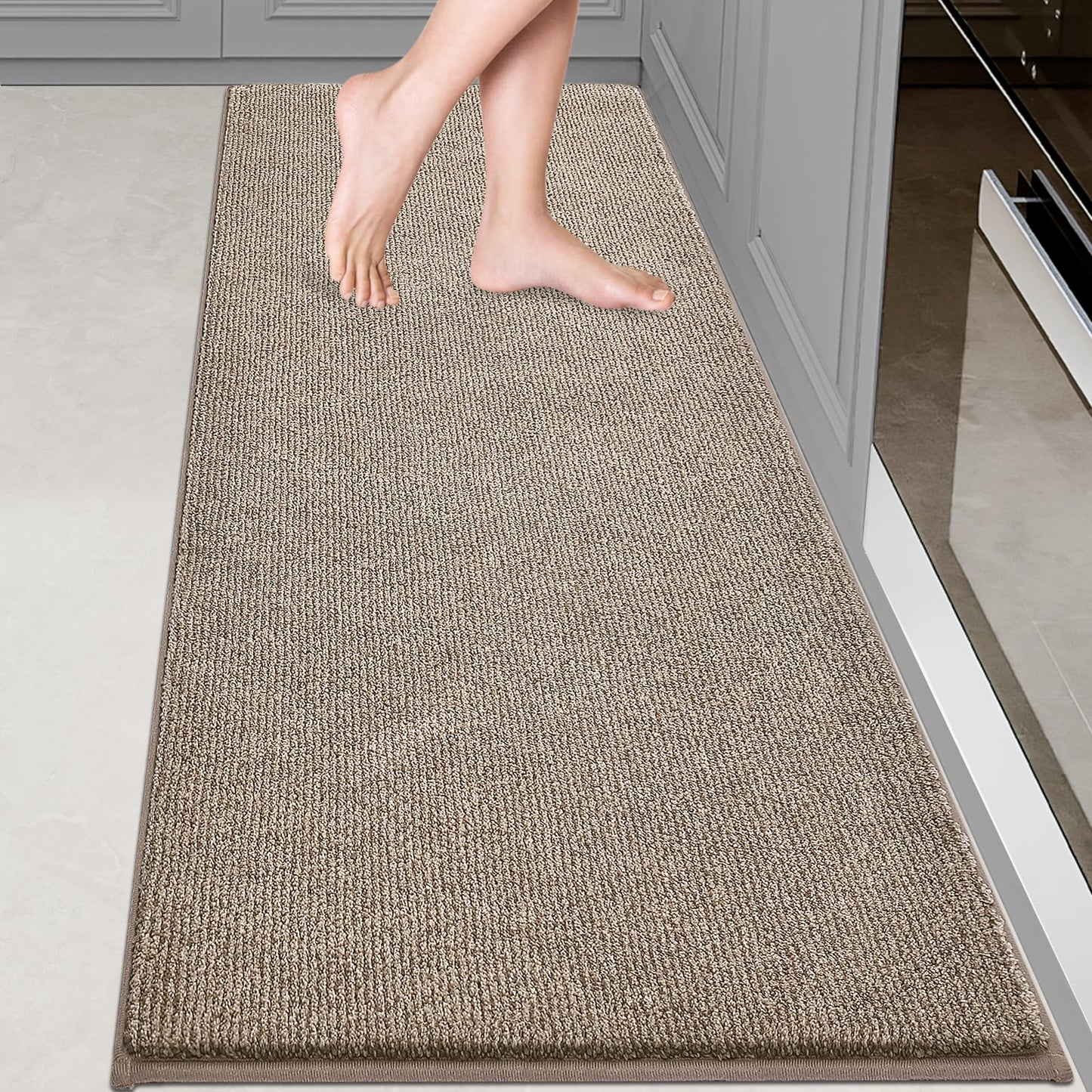DOMUSTEX Washable Kitchen Rug 24" x 70" Rectangular, Non Slip Absorbent Indoor Entryway Runner Rug for Floor, Laundry, Bathroom, Bedroom (Roll Packing)