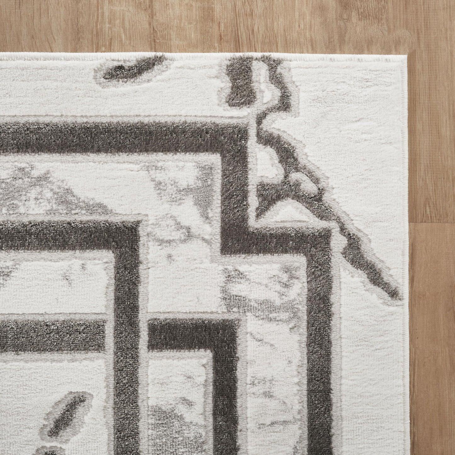 GLORY RUGS Area Rugs Marble 5x7 Cream Silver Border Carpet Elegant Modern Abstract Rug Living Room Dining Bedroom Rug
