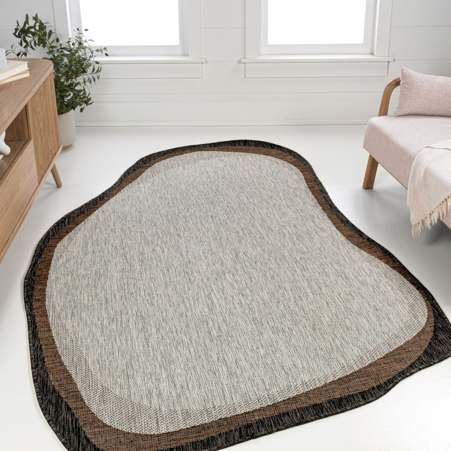 JONATHAN Y Rustic Abstract Indoor Outdoor Area Rug 6X9 Gray/Black, Wyatt Modern for Backyard, Patio, Porch, Easy-Cleaning, High Traffic, Pet-Friendly, Non-Shedding (SHP200C-6)