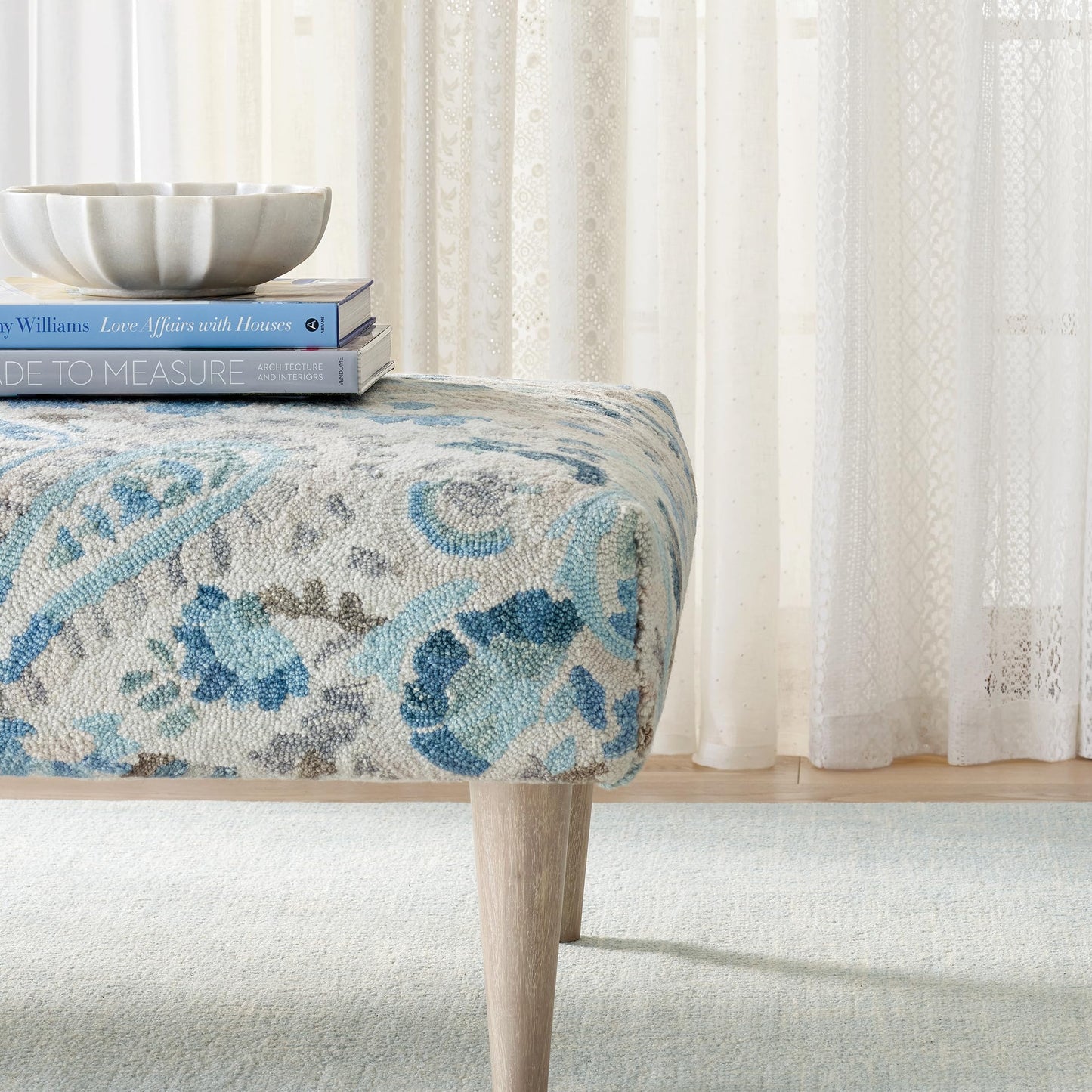 Dash and Albert Crosshatch Wool Area Rug - 4' x 6' Sky Blue Solid Hand Micro Hooked Accent Rug - Durable, High Traffic Areas Bedroom, Hallway, Stairs - Premium Luxury Hotel Quality Soft Breathable