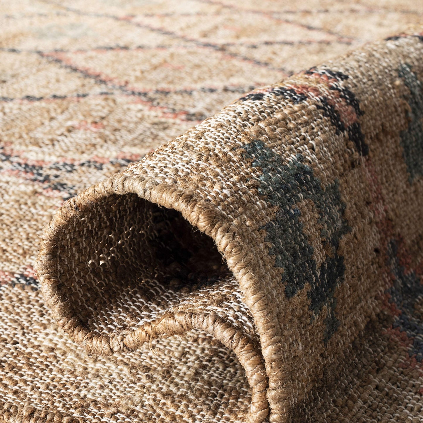 SAFAVIEH Kilim Collection Area Rug - 5' x 8', Natural & Blue, Handmade Moroccan Boho Jute & Cotton, Ideal for High Traffic Areas in Living Room, Bedroom (KLM753A)