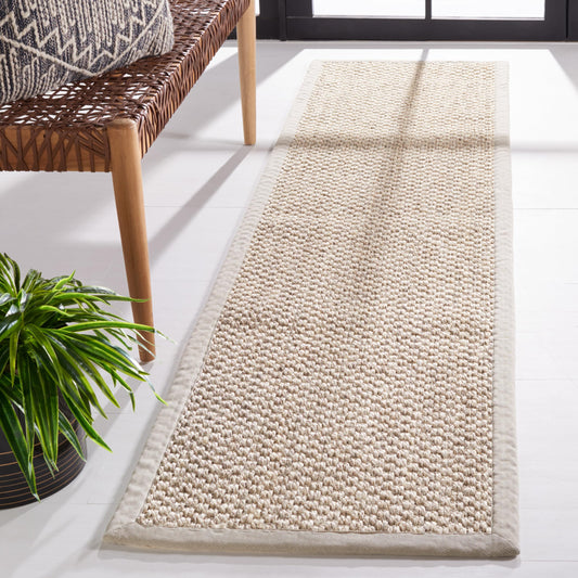 SAFAVIEH Natural Fiber Collection Runner Rug - 2' x 6', Marble, Sisal, Woven Design with Border (NF525C)