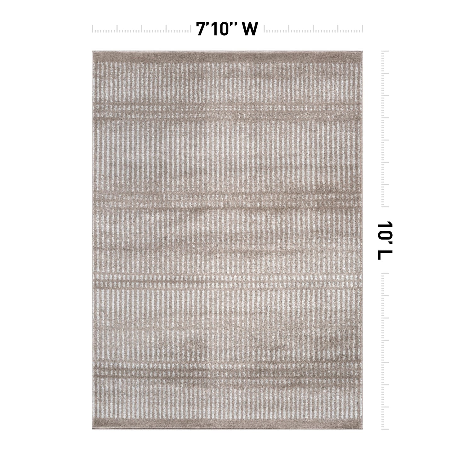 Rugshop Contemporary Stripe Lines High Traffic Living Room,Bedroom,Kitchen, Home Office High Traffic Living Room,Bedroom,Kitchen, Home Office Area Rug 7'10" x 10' Beige