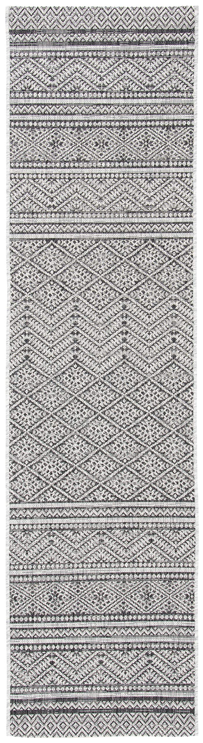 SAFAVIEH Washable Rug Outdoor Courtyard Collection - 2'3" x 6'7" Runner, Black & Grey, Non-Shedding & Easy Cleaning, Ideal for Patio, Entryway, Mudroom, Hallway, Kitchen (CY8168-37621)