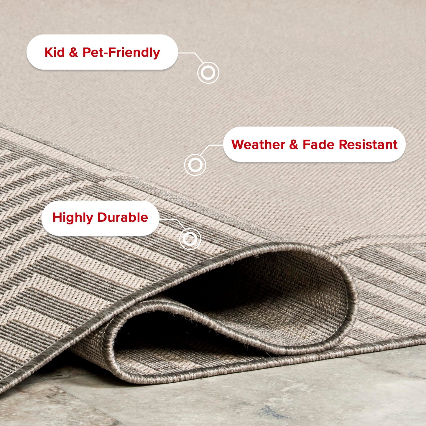 Nuloom Asha Light Grey/Ivory, 2' x 8', Casual, Striped Border, Soft and Cozy, High Traffic, Easy Clean, Durable Runner for Indoor/Outdoor Patio, Deck, Porch, Garden, Courtyard