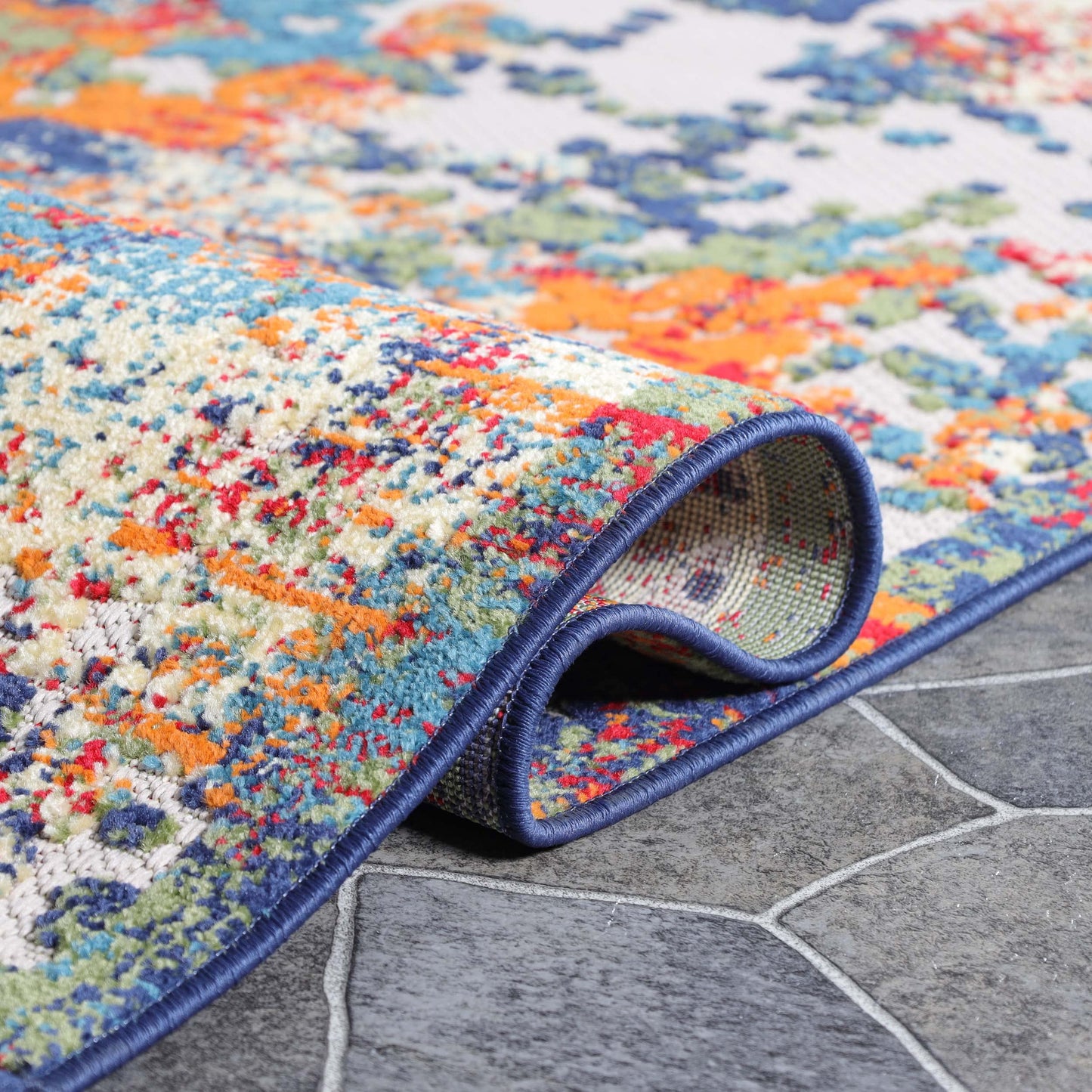 Superior Indoor Outdoor Area Rug, Perfect for Patio, Bedroom, Kitchen, Living Room, Entryway, Playroom, Nursery, Carpet Cover, Abstract Splatter Modern, Kalina Collection, 4' x 6', Cream