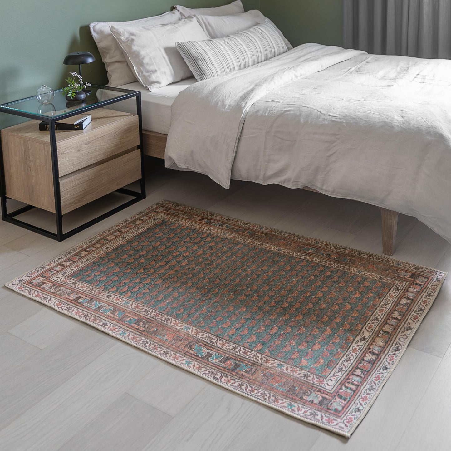 KNOTTING MATTERS Knot Again 3’ x 5’ Area Rug – Clay & Mineral Blue Heritage Flatweave, Low-Pile – Easy Clean Accent Rug – Perfect for Entryway, Hallway, Kitchen, Bedroom – Pet & Kid Friendly
