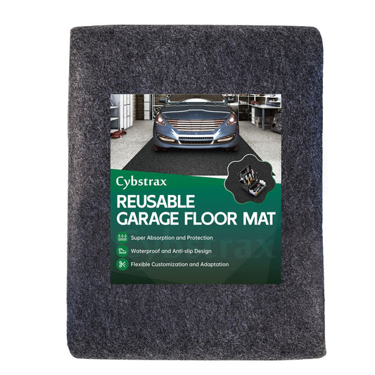 Cybstrax Oil Spill Mat - 17' x 7'4" Absorbent Oil Garage Floor Mat for Under Car - Protect Driveway from Drips, Spills, Stains, Reusable & Durable Garage Floor Protection Mat with Waterproof Backing