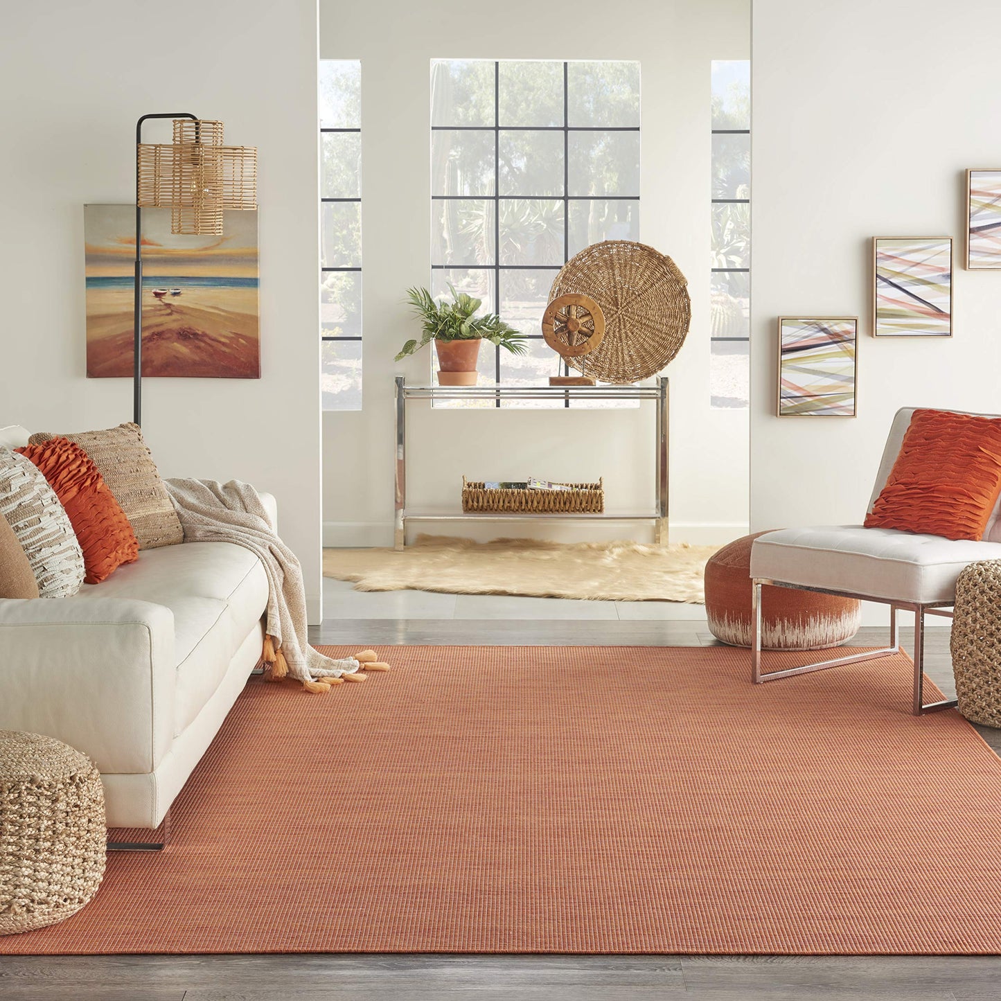 Nourison Home Positano Terracotta 4' x 6' Area Rug - Easy Clean, Non Shedding, Bed Room, Living Room, Dining Room, Kitchen (4' x 6')