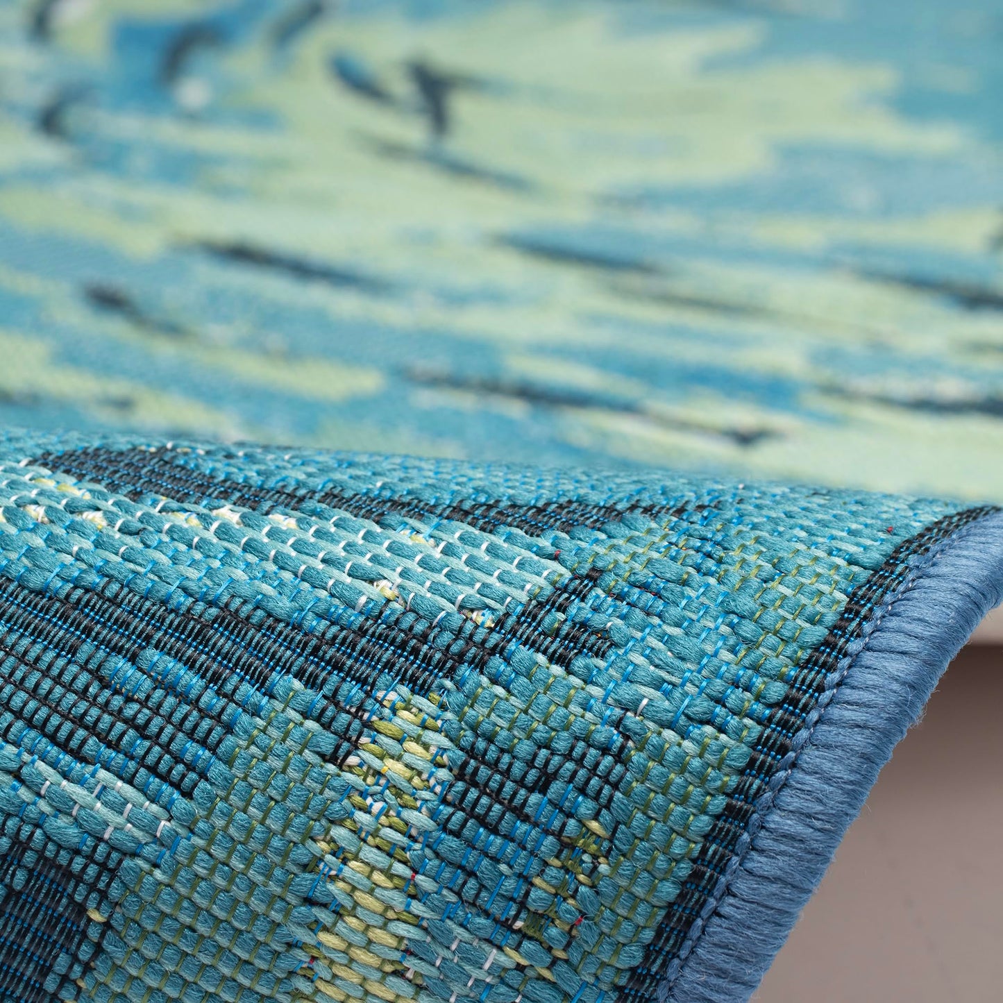 Liora Manne ESENCIA Indoor/Outdoor Power Loomed Latex Back Non Slip Mat - Transitional Graphic Coastal Fish Colorful (Fish to Go Blue Blue) (2' x 2'10")