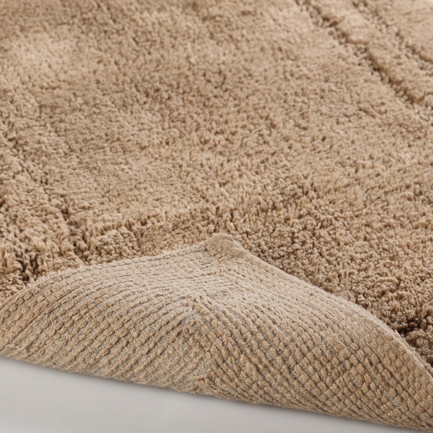 Superior Non-Slip 2 Piece Bath Rug Set, Ultra Plush, Soft, and Absorbent 100% Combed Cotton Pile - Traditional Oval Bath Mat Set, Latte
