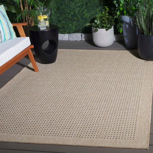 SAFAVIEH Washable Rug Outdoor Sisal Performance Collection - 5'3" x 7'6", Beige & Natural, Non-Shedding & Easy to Clean, Ideal for Patio, Backyard, Mudroom (SPF108B)