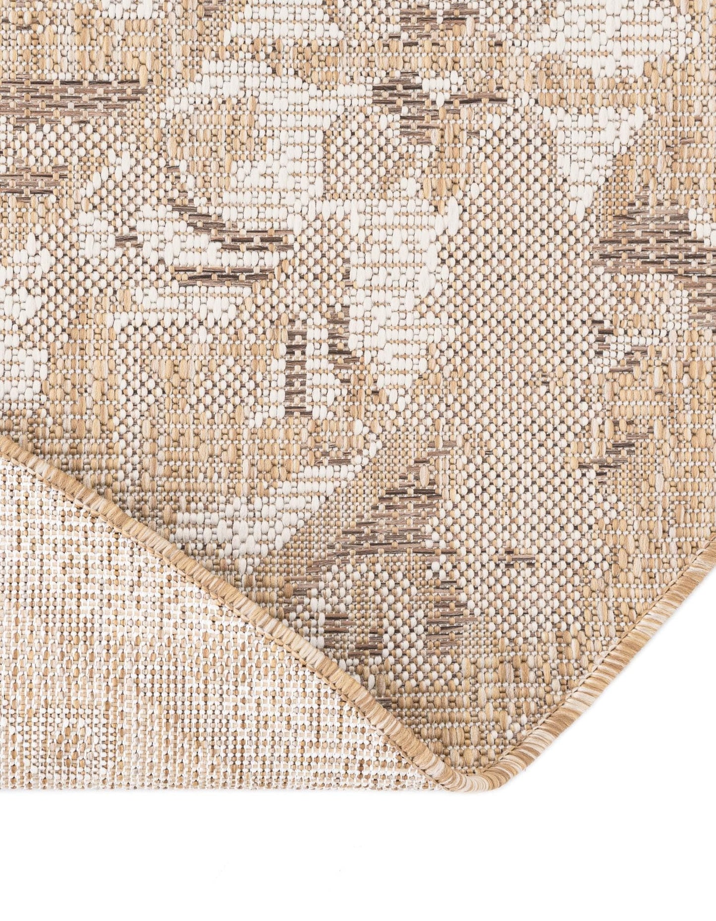 Rugs.com Outdoor Traditional Collection Rug – 4 Ft Round Natural Flatweave-Pile Rug Perfect for Kitchens, Dining Rooms