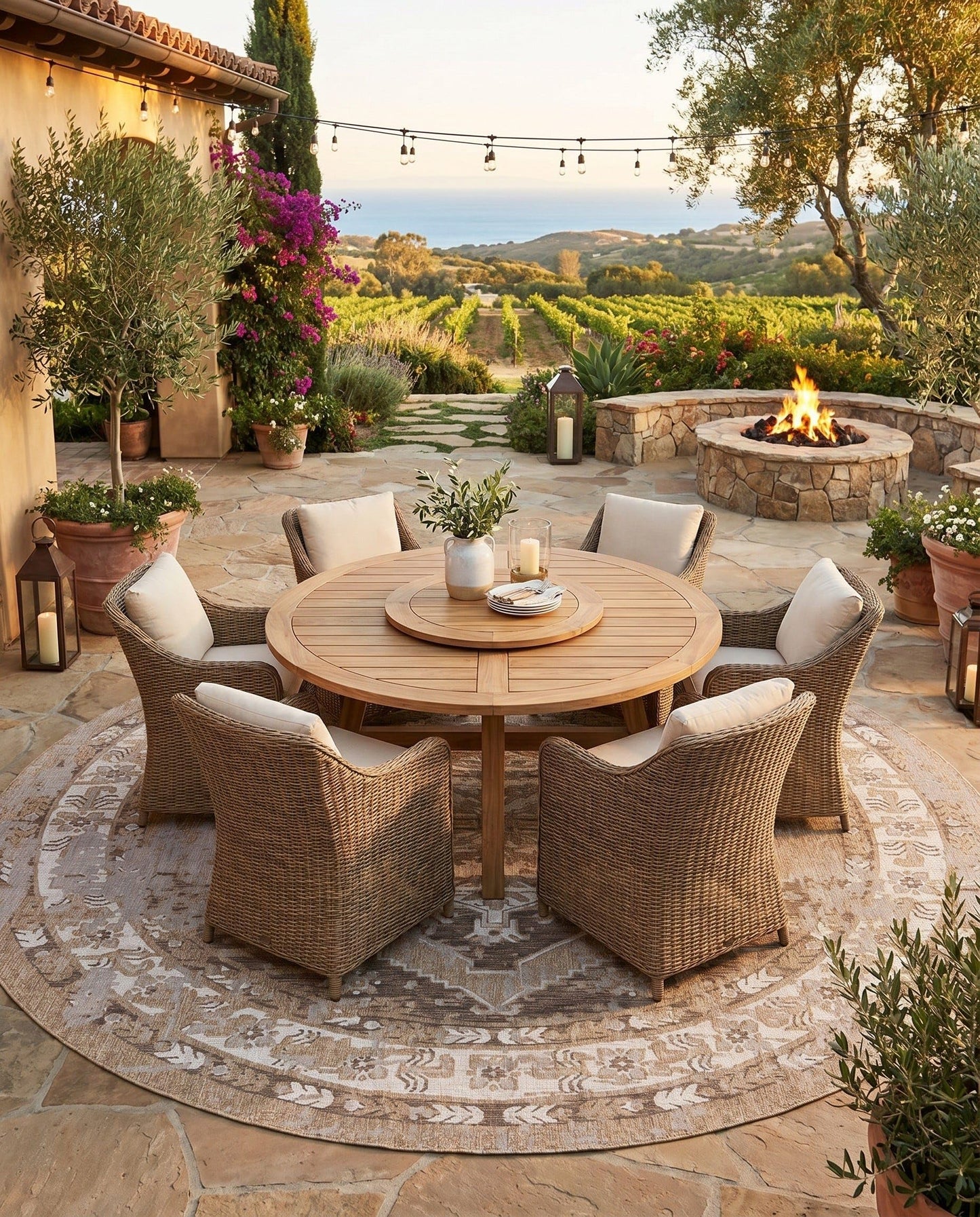 Rugs.com - Outdoor Traditional Rug – 13 Ft Round Natural Indoor/Outdoor Rug – Weather Resistant Flatweave for Patios, Decks, and Porches