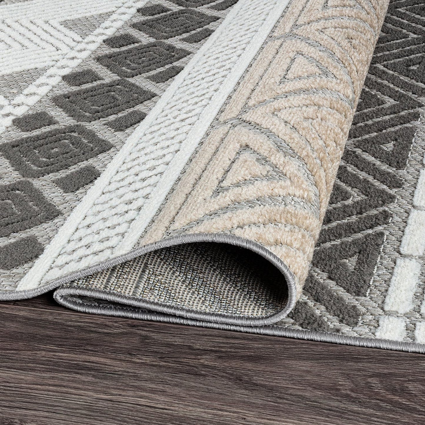 Rugshop Gray Marbella Boho Indoor/Outdoor Area Rug for Patio,Deck, Porch and Backyard 6'6" x 9'