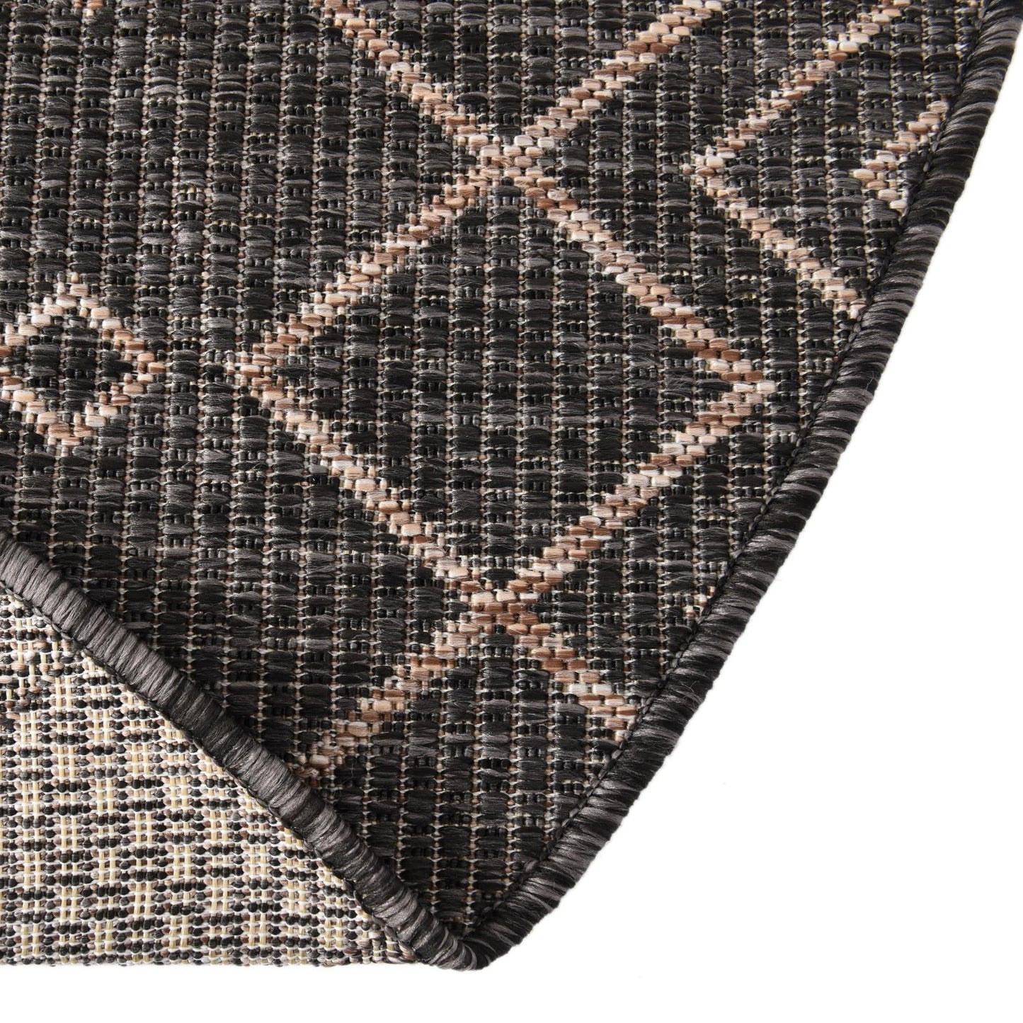Unique Loom Outdoor Trellis Collection Area Rug - Tribal Trellis (3' 3" x 5' 3" Oval, Charcoal Gray/ Natural)